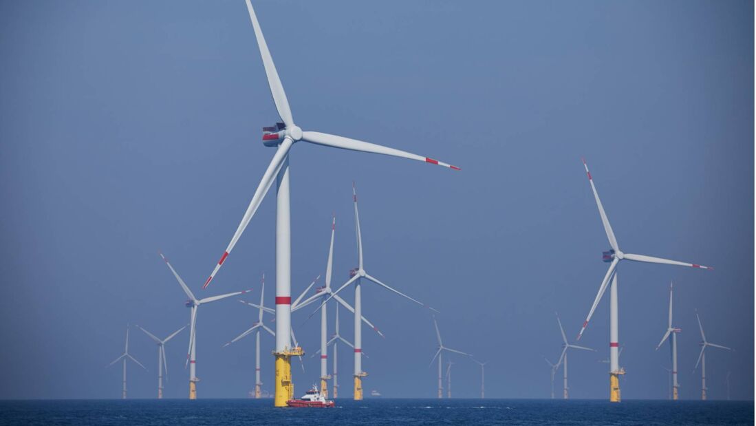 Grüner Strom aus dem Offshore-Windpark EnBW He Dreiht