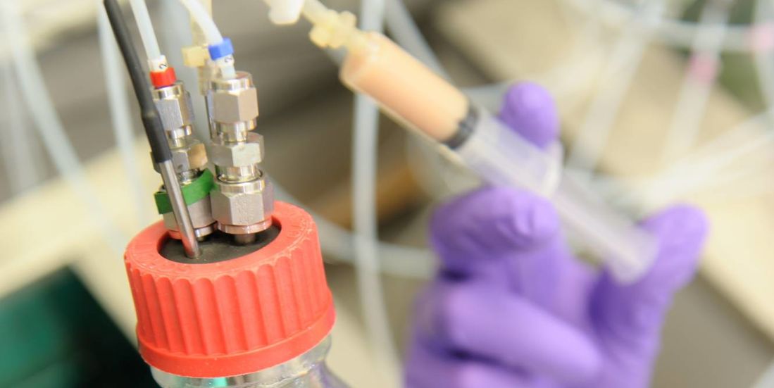 Bioreaktoren für Versuche im Labormaßstab. Quelle: Evonik Industries AG