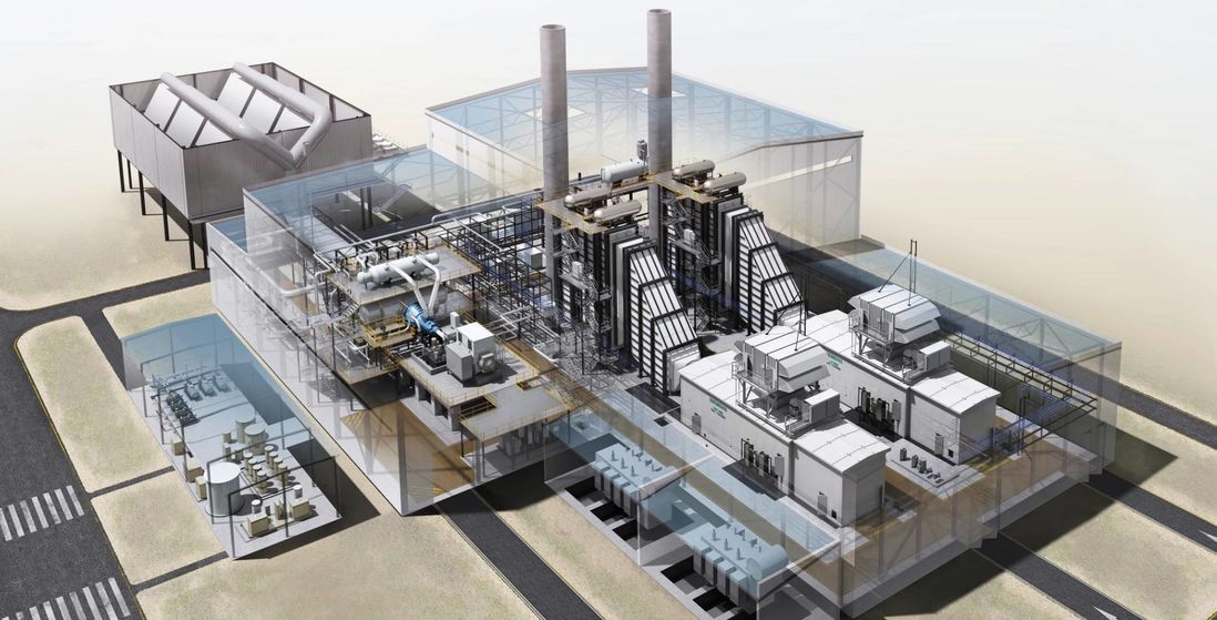 Model showing the new, highly efficient combined cycle gas and steam turbine plant that Evonik is to build in a resembling form at the Marl Chemical Park.