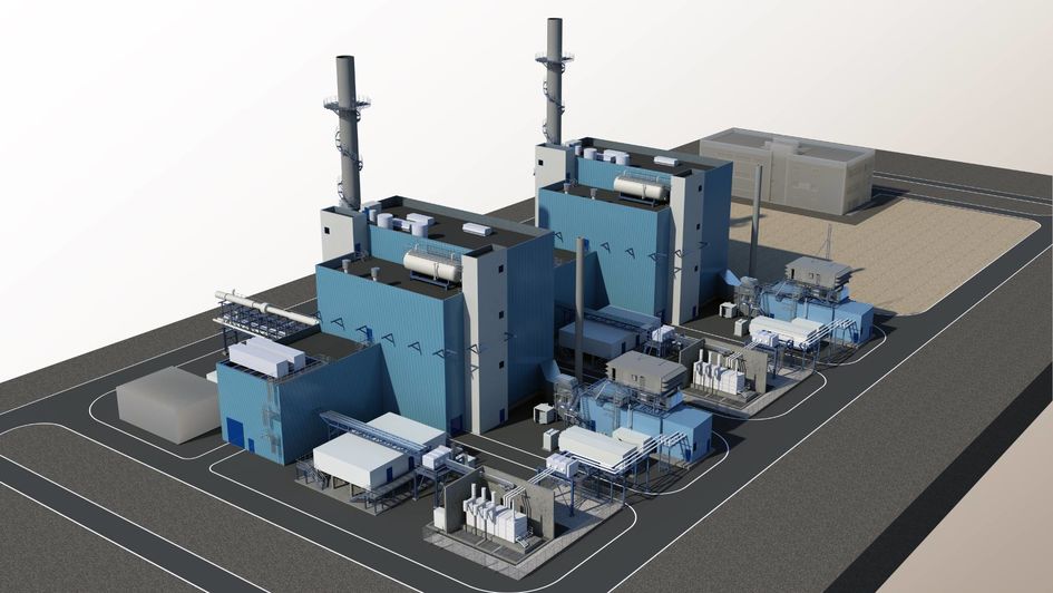 Visualization of the new gas and steam turbine power stations VI in Marl Chemical Park, Germany.
